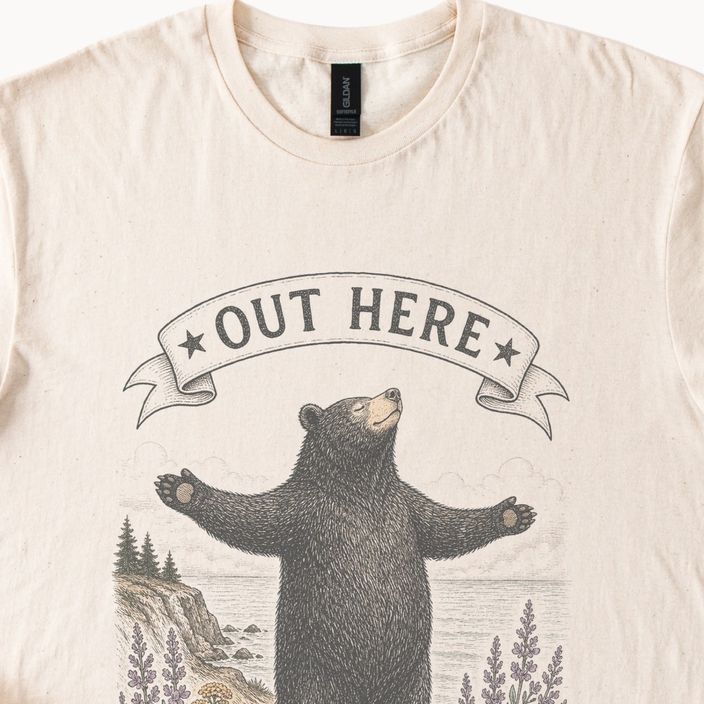 Bear Country Graphic Tee Vintage Nature Engraving Style